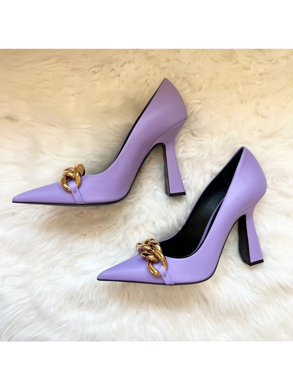 New! VERSACE Medusa Logo Chain Pointed Toe Pumps Heels - Picture 11 of 15